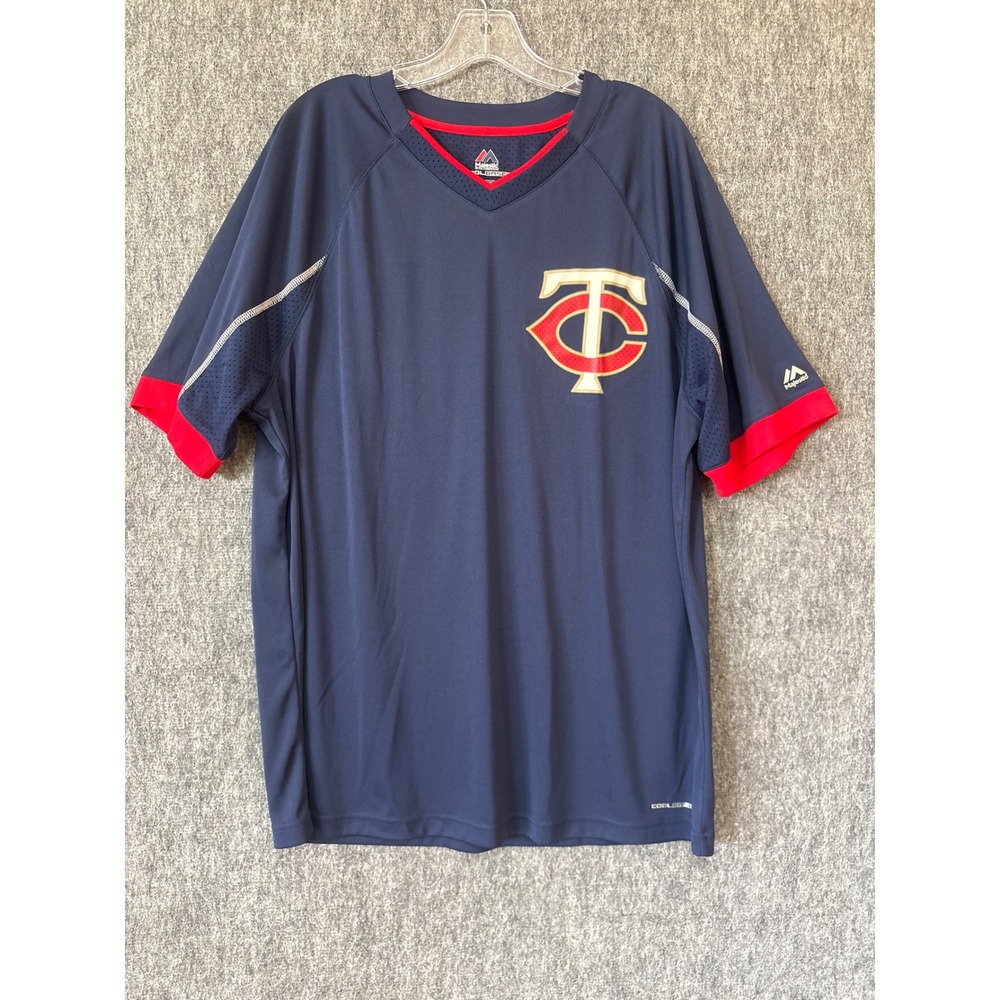Majestic Minnesota Twins Cool Base Jersey Shirt Mens XL Navy Blue MLB Baseball